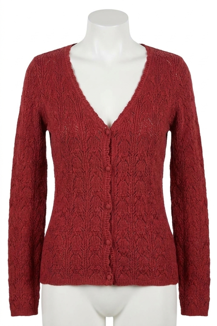 NEW SKIES ARE BLUE skyler crochet cardigan in dark musk pink